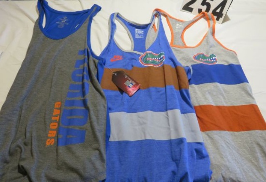 Florida Gator assorted ladies tops (6)xl and color block razor back tanks (3)XL