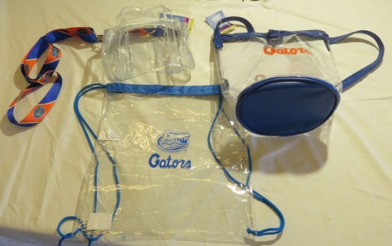 Florida Gator Stadium Approved Clear bags (1) bucket purse (1)mini duffel (1) drawstring