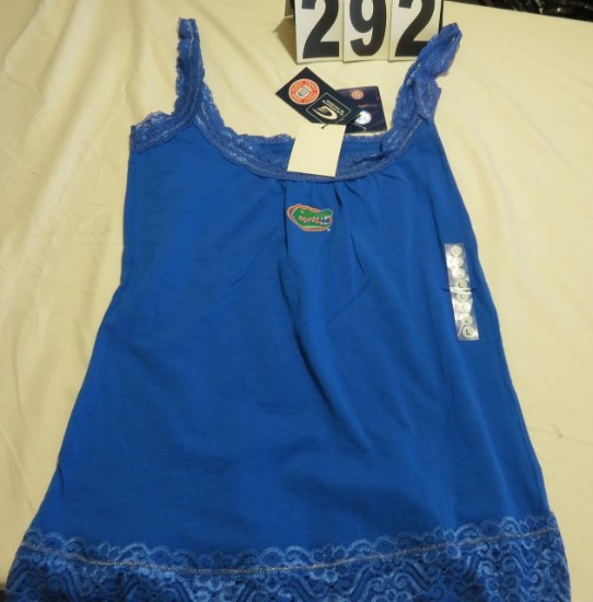 Florida Gator Women's tank top trimmed with lace and silver thread (7)M (5)L
