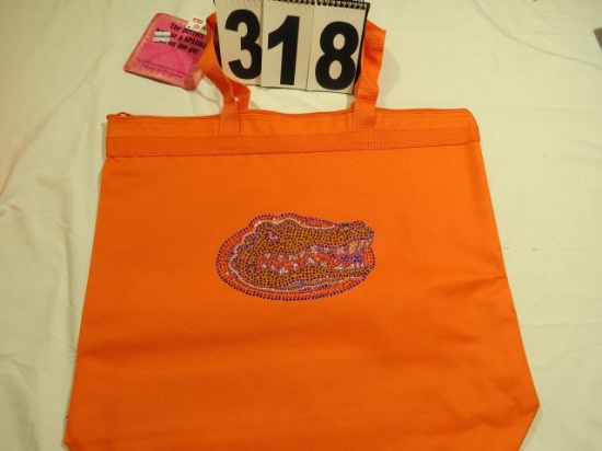 Orange Rhinestone Gator canvas tote bag