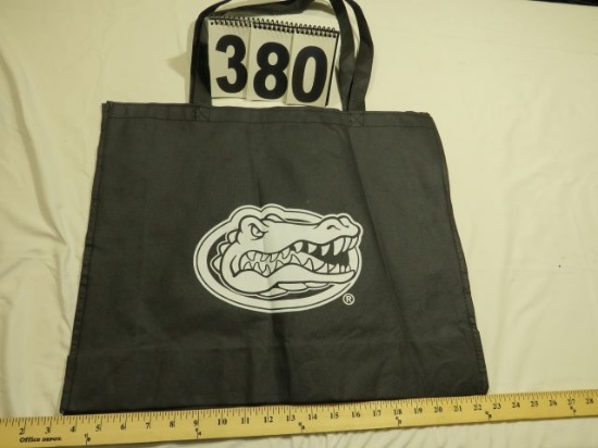 Black reusable shopping tote bags with silver Gator head