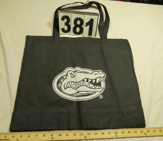 Black reusable shopping tote bags with silver Gator head