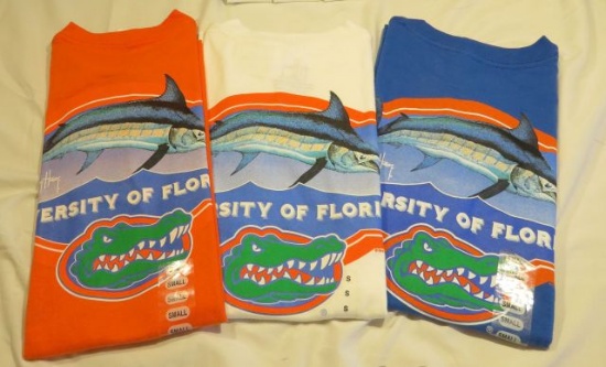 Florida Gator Guy Harvey Master's t-shirt with sailfish. Orange (6)S, White (6)S, Royal (6)S