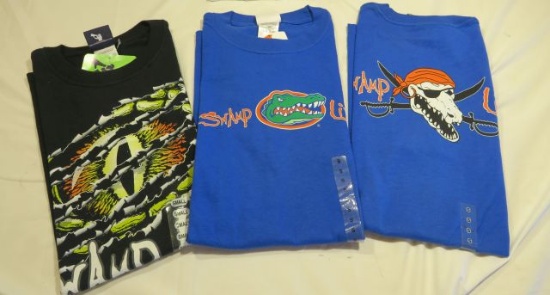 Florida Gator Swamp Life t-shirts. Black (3)S, Skull (2)S, Gator Head (1)