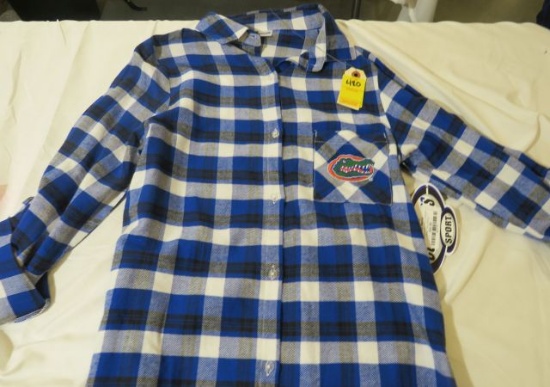Florida Gator Ladies flannel plaid button downs (5)s, (3)m