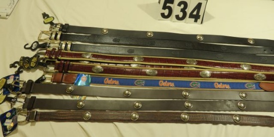 Assorted belts  (1) size 30, (1) size 32, (5) size 34, (1) size 38, (2) size 44