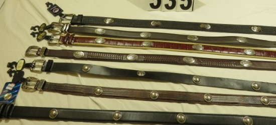 Assorted belts (3) size 32, (3) size 34, (1) size 42