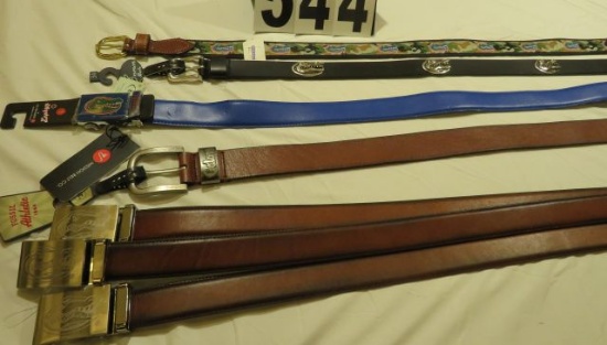 Assorted belts (1) size 32, (1) size 34, (1)L, (3) adjustable size 32-44, (1) size 40