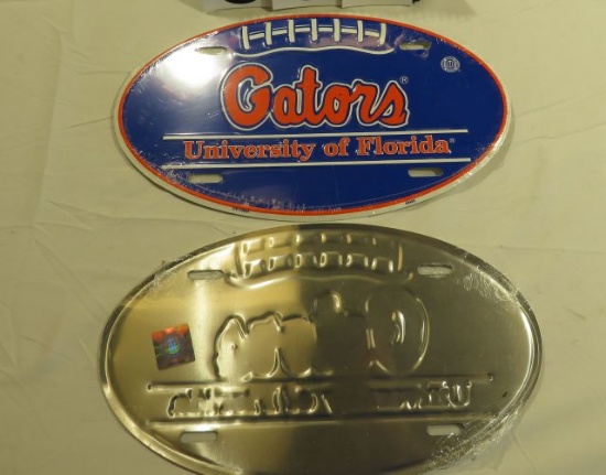Oval University of Florida Metal License Plate with football laces