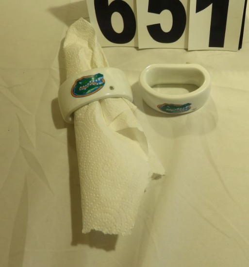 Florida Gator Ceramic White Napkin Holders with Gator Head