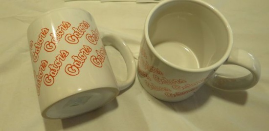 White Ceramic Florida Gator Mugs with Repeating Orange Gator Script