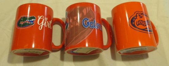 Florida Gator Assorted Orange Mugs (3) Gator Head (2) Gator Girl (1) Gator Head w/ Gator Script