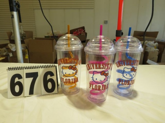 Florida Gator Hello Kitty Travel Cup with Spiral Straw (10) Orange (10) Pink (5) Blue