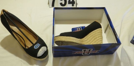 Ladies Florida Gator Black Open Toe Canvas Black Heal- all in box - sizes range
