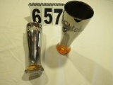 Florida Gator 16oz Glass Slim Beer Cup with sandblasted Gator script. Silver with orange base.