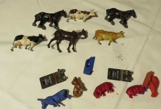 group of 6 Die cast and Plastic Farm Animals
