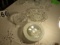 group of 5 clear glass plates, two serving bowls
