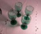 set of 4 green clear glass goblets