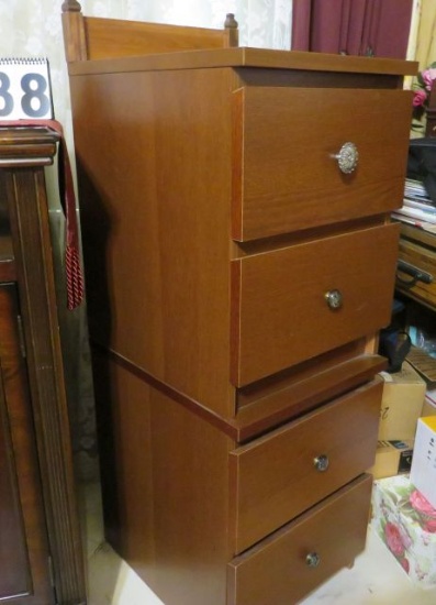 4 drawer cherry finish lingere chest 47.5" h x 16" w x 19" d