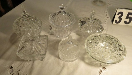 clear glass open candy and condimen dishes