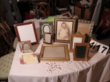 tote of 34 mixed size and style  picture frames