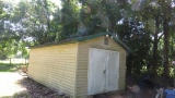 10' x 20' portable aluminum sided shed with air conditioner and lighting