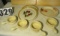 Avon soup bowls, sun-glow bakerite plate, (2) Mikasa plates