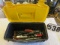 tool box with long drill bits, and other tools