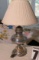 vintage electrified oil lamp with shade