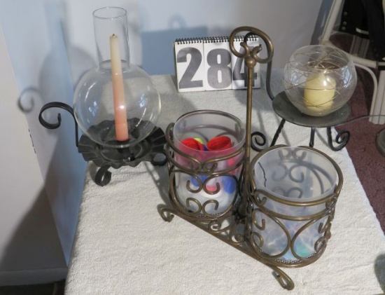 lot of  metal candle holders