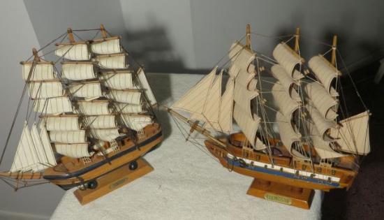 scale model USS Constitution  and Flying Cloud 15 L x 13 H
