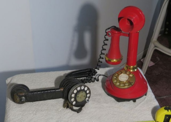 1 antique phone and 1 vintage phone