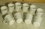 set of 10 Corning USA Iris Pattern coffee cups