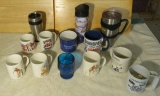 variety of coffee cups, including 3 Norman Rockwells