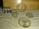 glass strainer made in France, glass relish tray, ashtray