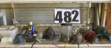 shelf of motors (5) clamp meter, (2) outlet kits