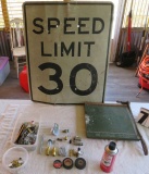 30 MPH Speed limit sign, paper cutter, pneumatic parts