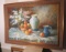 Framed oil on canvas - fruit bowl & floral scene  41