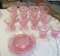 Pink parfait glasses, custard cups, creamer & sugar bowl plus 4 luncheon plates