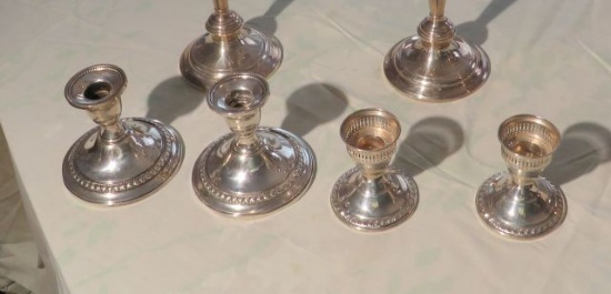 pair sterling candle sticks