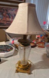 Small crackle glass table lamp with shade