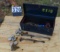 Tool box with torch heads and gauges (mostly Victor)