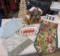 Mixed table runners, Christmas dolls, decorative metal tree & 13