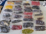 Mixed plastic fishing packaged worms  NEW old stock