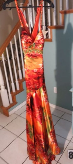 Kiss Kiss by Mary's party dress, Size 8, Tropical Orange-Multi Colored. Perfect for your next cruise