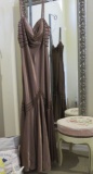 Dave and Johnny, size 15/16, brown polyester  formal dress with spaghetti straps and beading.  Dress