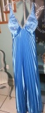 Kiss Kiss party dress by Mary's, Size 6, Royal Blue halter style. Sequined with pleats and lots of s