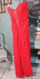 Xcite party dress, size 6,red  strapless with beading.  Bust 35; Waist 26.5; Hips 38. New with tags.
