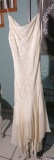 Hong Ni, size 2, ivory beaded dress with spaghetti straps...Bust 33-34; Waist 26-27; Hips 36-37. New