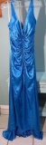 Size 8, Xcite, royal blue with slit up the leg.  Bust: 36; Waist 27.5; Hips 39. New, missing tag. Fo